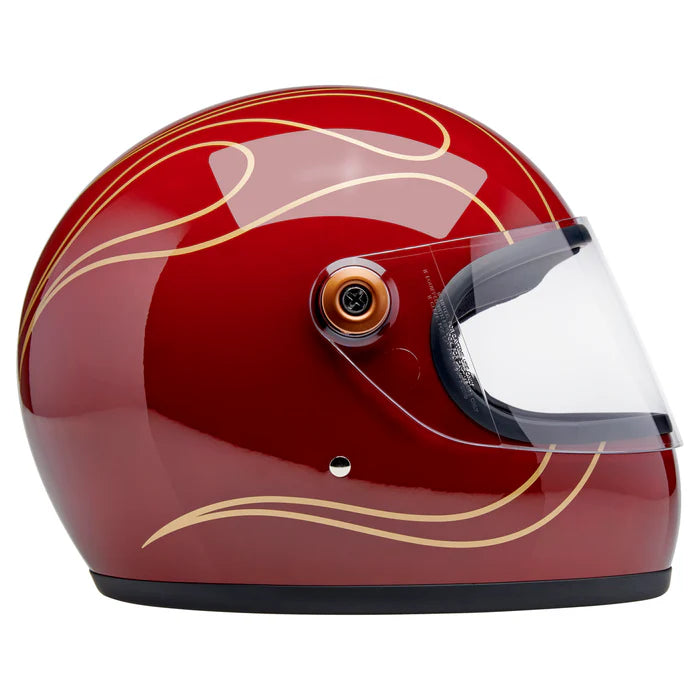 Biltwell Gringo S Helmet - Gloss Garnet Red Flames