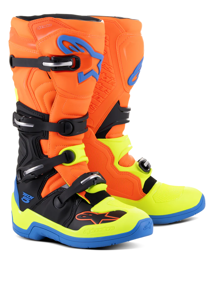 ALPINESTARS MOTOCROSS MX Boots Tech 5 Boots - Orange Fluo/Enamel/Blue/Yellow Fluo