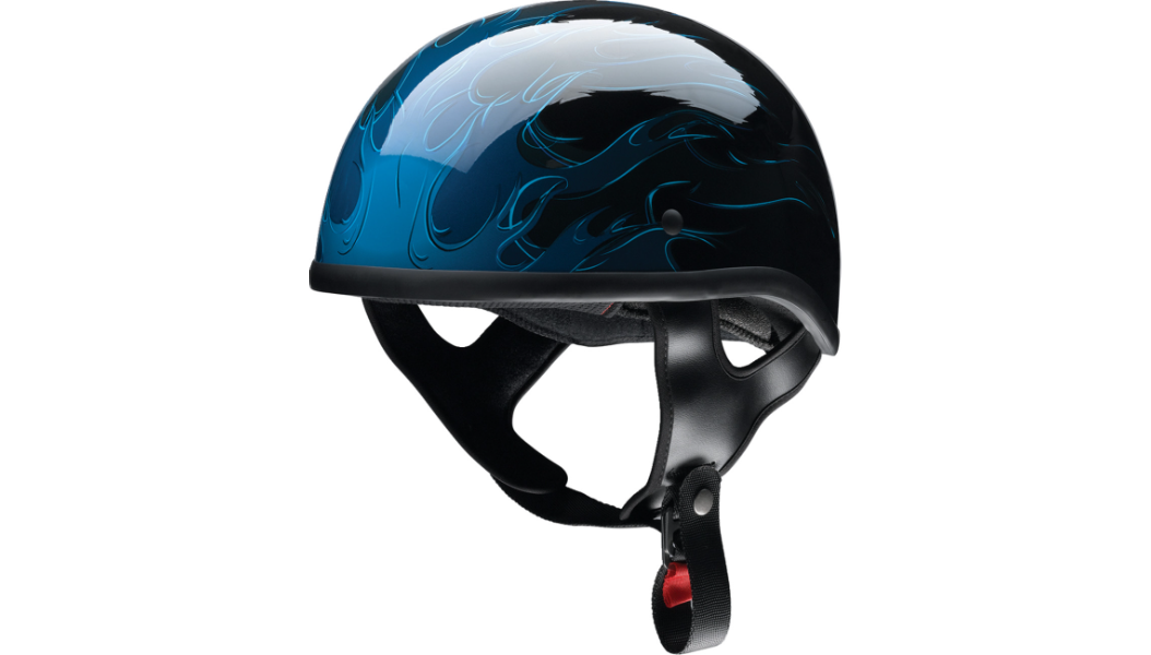 Z1R Beanie Hellfire Half Helmet Flame Gloss Blue