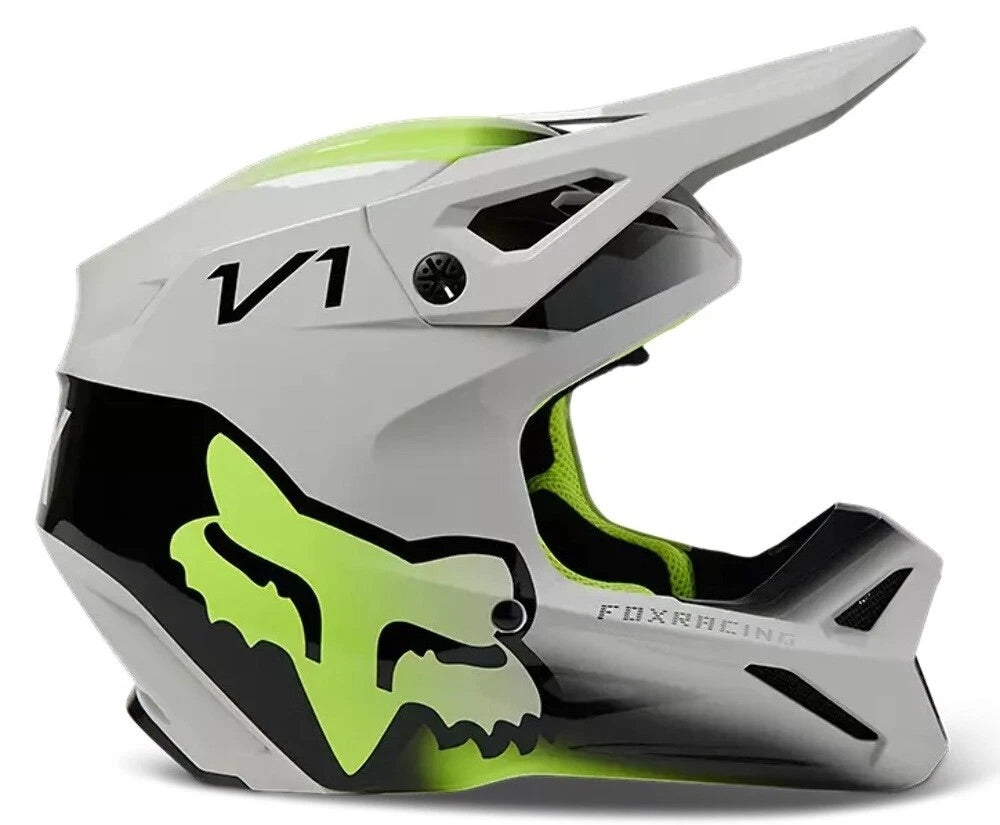 FOX RACING YOUTH V1 TOXSYX HELMET gray/green